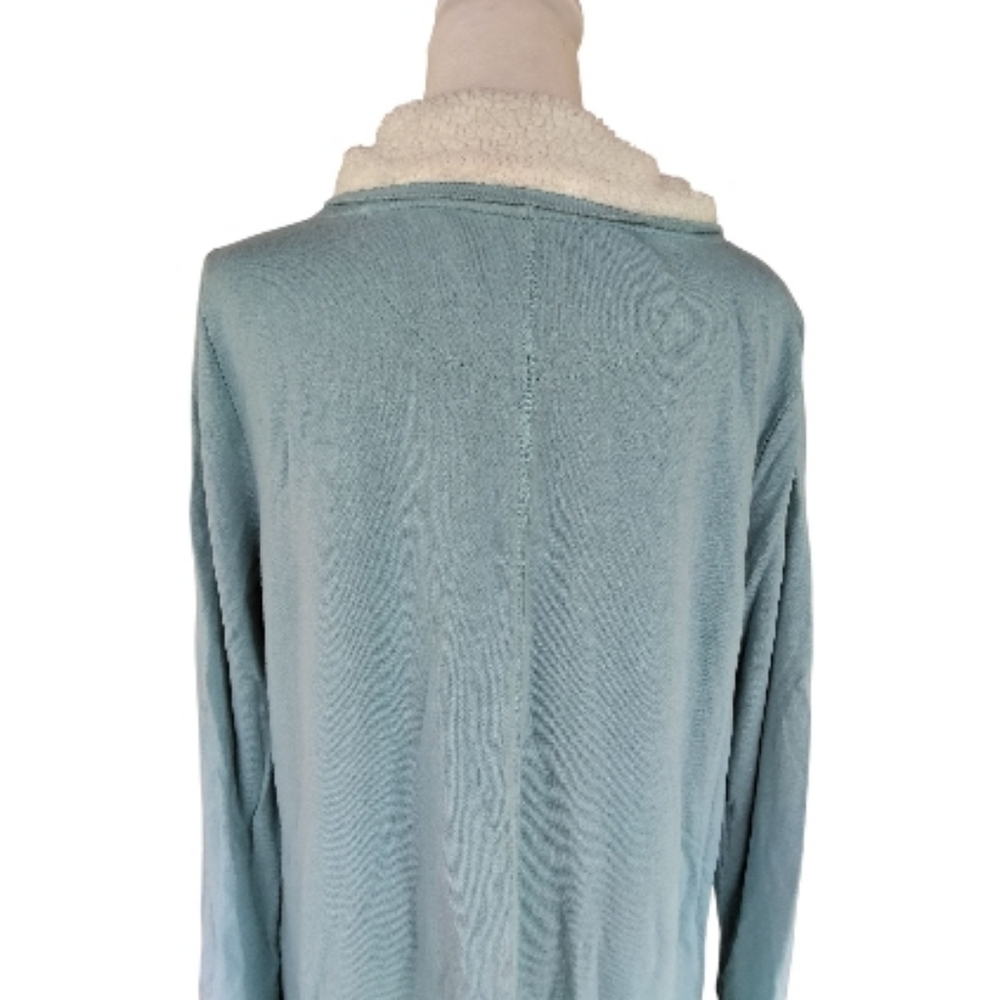 Soft Surroundings Seafoam Forrester Pull Over Tunic Top Fleece Trim Size Large - Picture 6 of 8